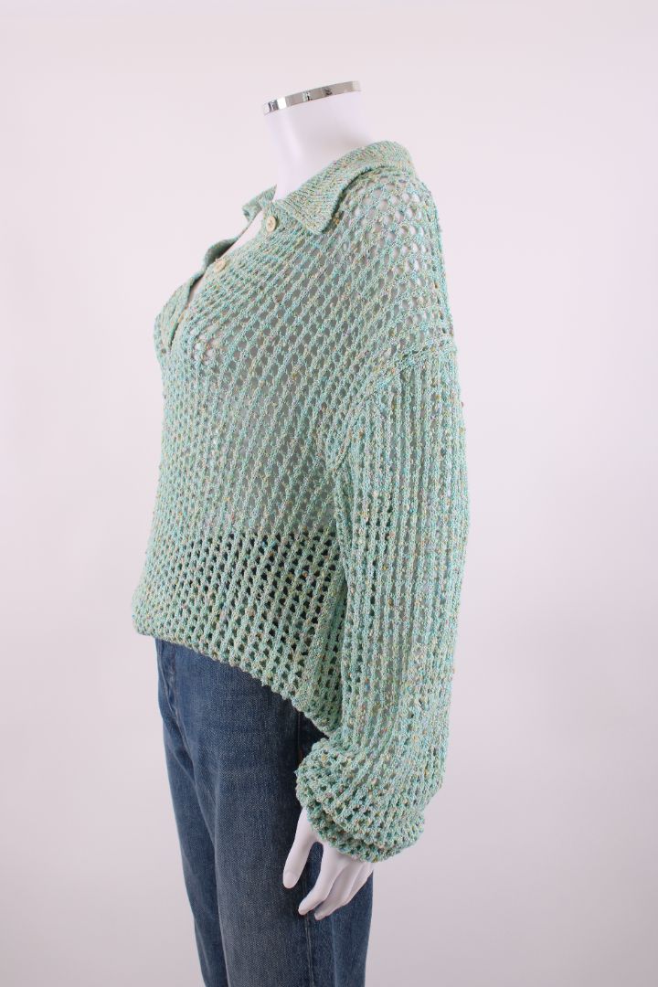 Acne Studios Open Knit Collared Jumper Mint L | Default Title, Red