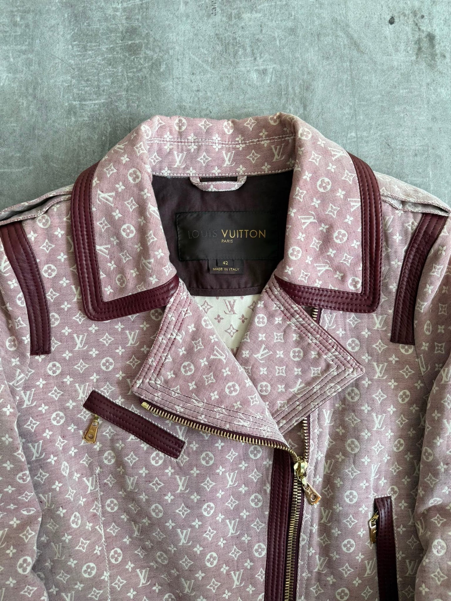 Louis Vuitton Lambskin Trim Dust Pink Monogram Biker Jacket | Extra Small, Pink