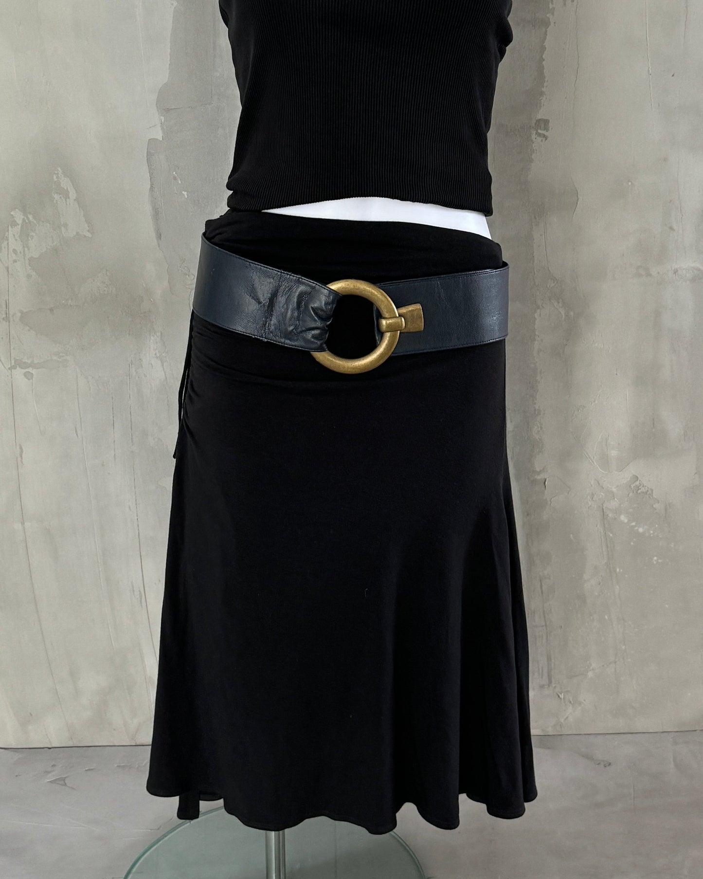 ROBAKO CEINTURES BLUE LEATHER BUCKLE BELT - 44"