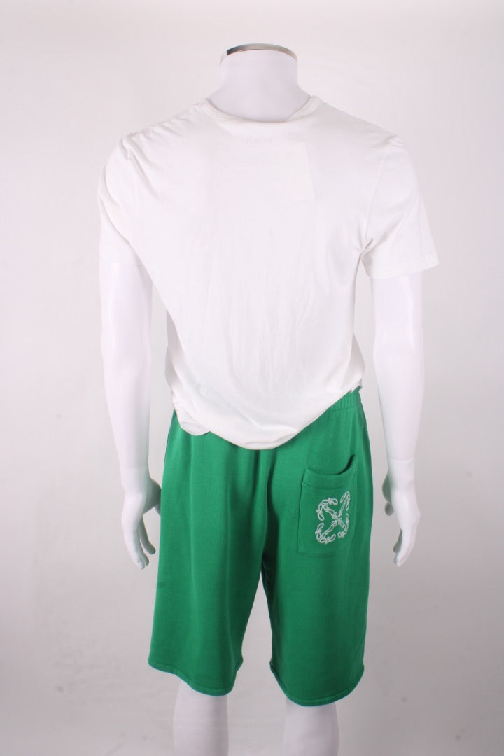 Off White Logo Jogger Shorts Green/ White S | Small, Green