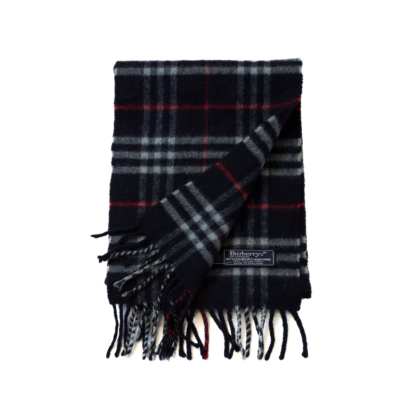 Burberry Navy Nova Check 60% Cashmere 40% Wool Scarf