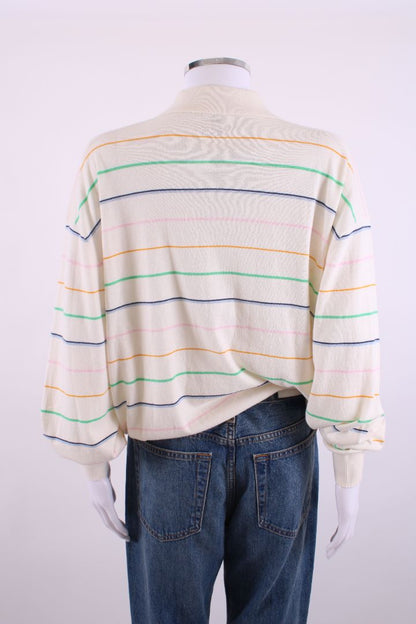 Helsa S/S Stripe Oversized Polo Cream/ Multi Colured S | Default Title, Cream