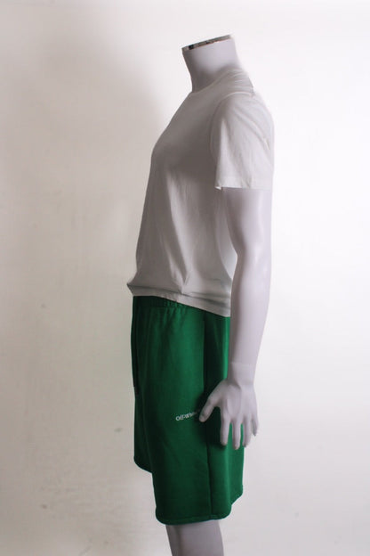 Off White Logo Jogger Shorts Green/ White S | Small, Green