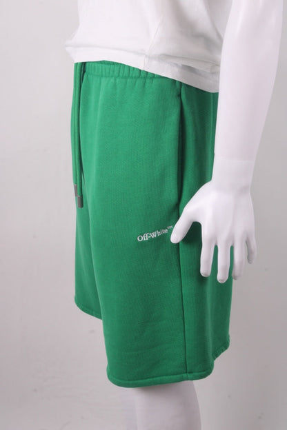 Off White Logo Jogger Shorts Green/ White S | Small, Green