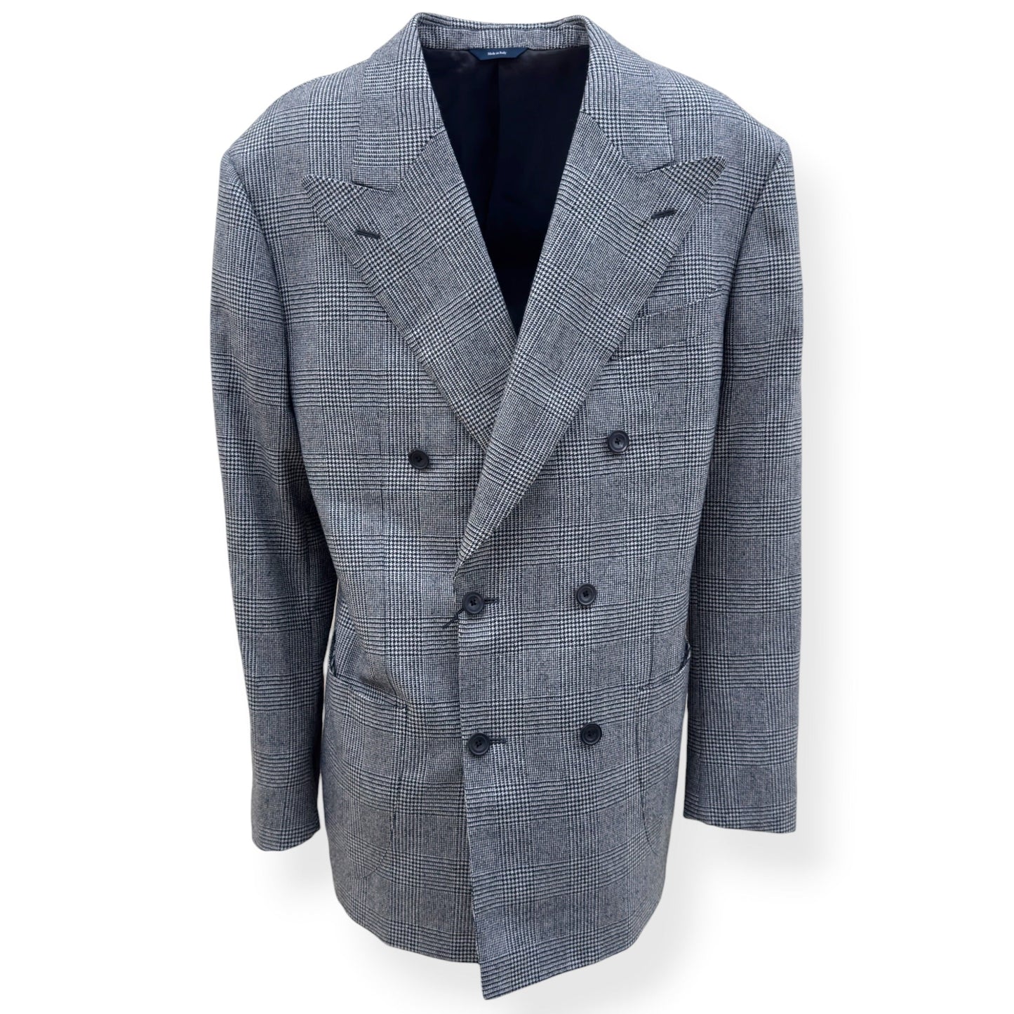 THOM SWEENEY DOUBLE BREASTED WOOL SUIT GREY CHECK 54 / XL | XL, Grey