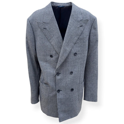 THOM SWEENEY DOUBLE BREASTED WOOL SUIT GREY CHECK 54 / XL | XL, Grey