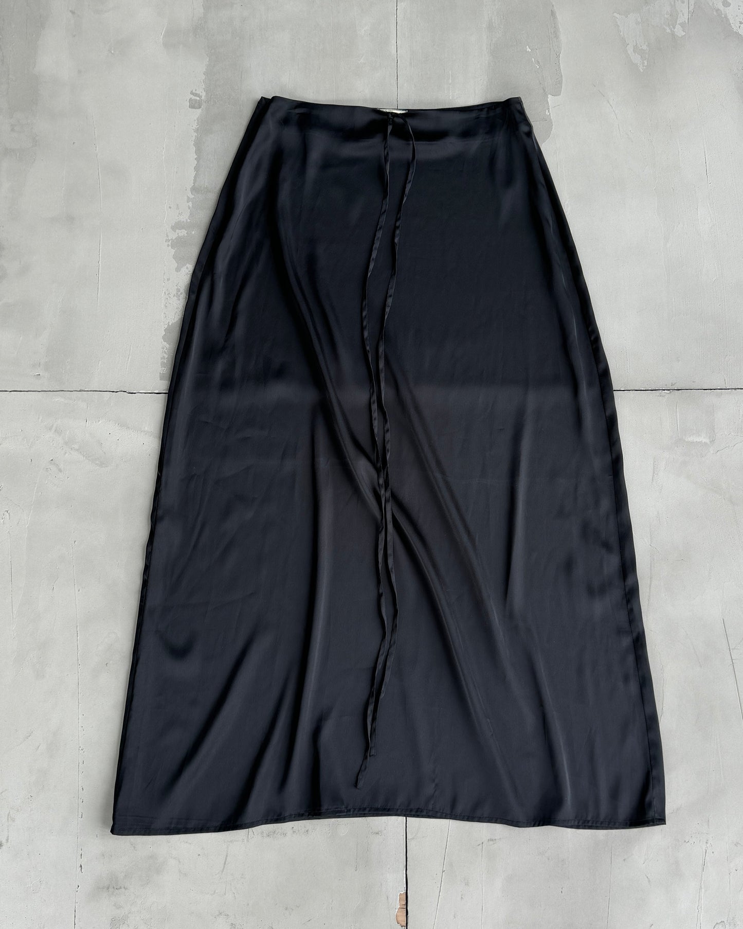 INSPIRATION OVERSEAS SAMPLE SILK BLACK MAXI SKIRT - S