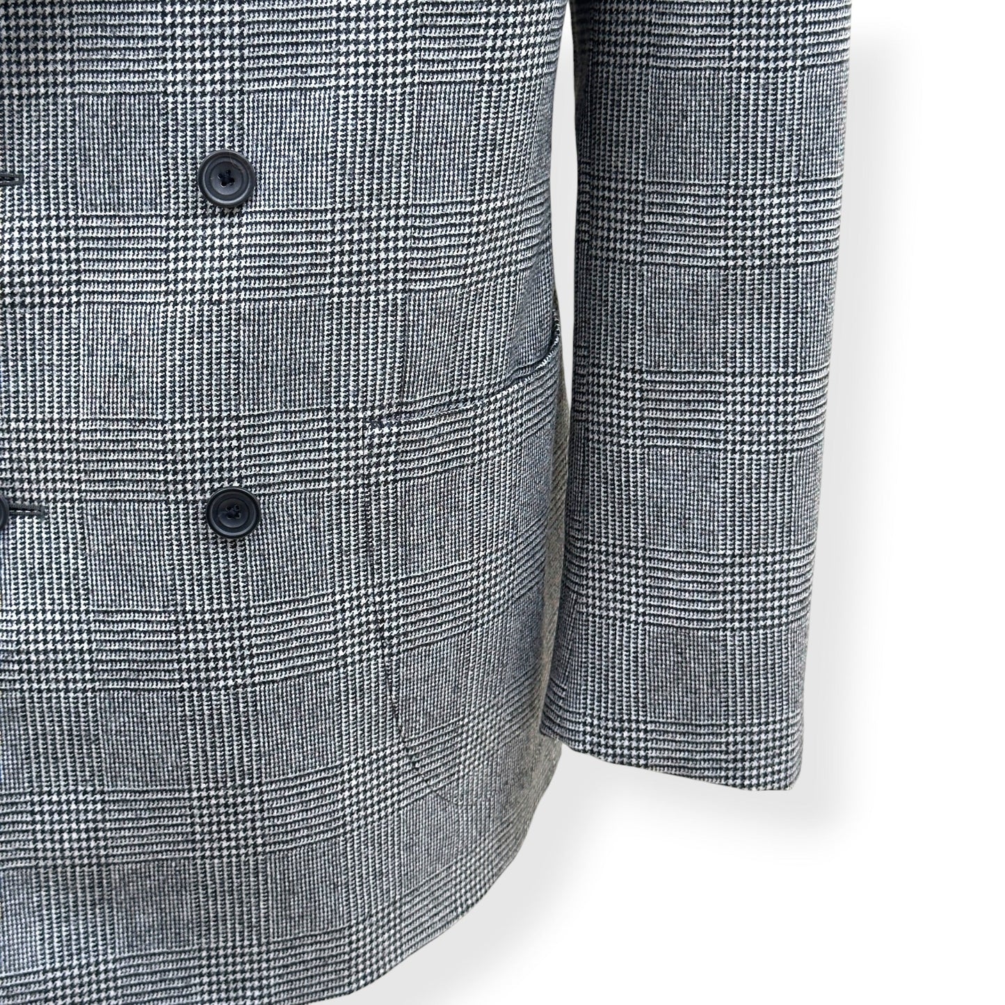 THOM SWEENEY DOUBLE BREASTED WOOL SUIT GREY CHECK 54 / XL | XL, Grey