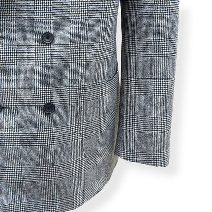 THOM SWEENEY DOUBLE BREASTED WOOL SUIT GREY CHECK 54 / XL | XL, Grey