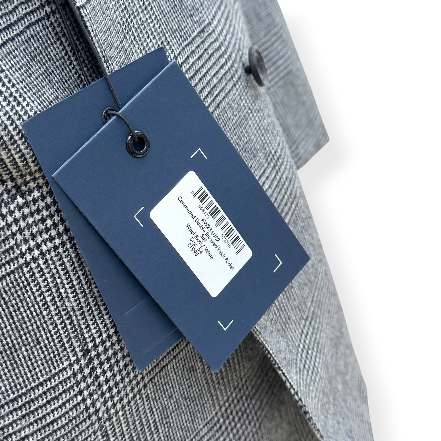 THOM SWEENEY DOUBLE BREASTED WOOL SUIT GREY CHECK 54 / XL | XL, Grey