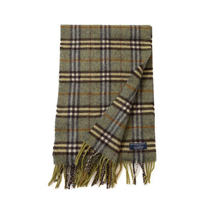 Burberry Olive Nova Check Lambswool Scarf