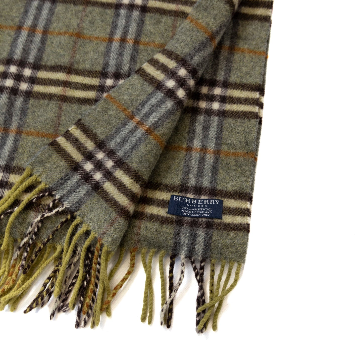 Burberry Olive Nova Check Lambswool Scarf