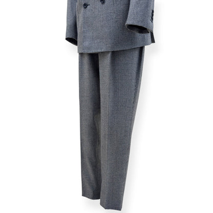THOM SWEENEY DOUBLE BREASTED WOOL SUIT GREY CHECK 54 / XL | XL, Grey