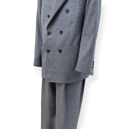 THOM SWEENEY DOUBLE BREASTED WOOL SUIT GREY CHECK 54 / XL | XL, Grey