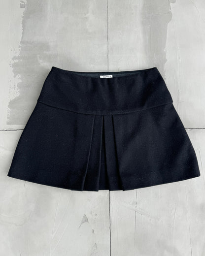 MIU MIU SS11 PLEATED WOOL MINI SKIRT - S | Small, Grey