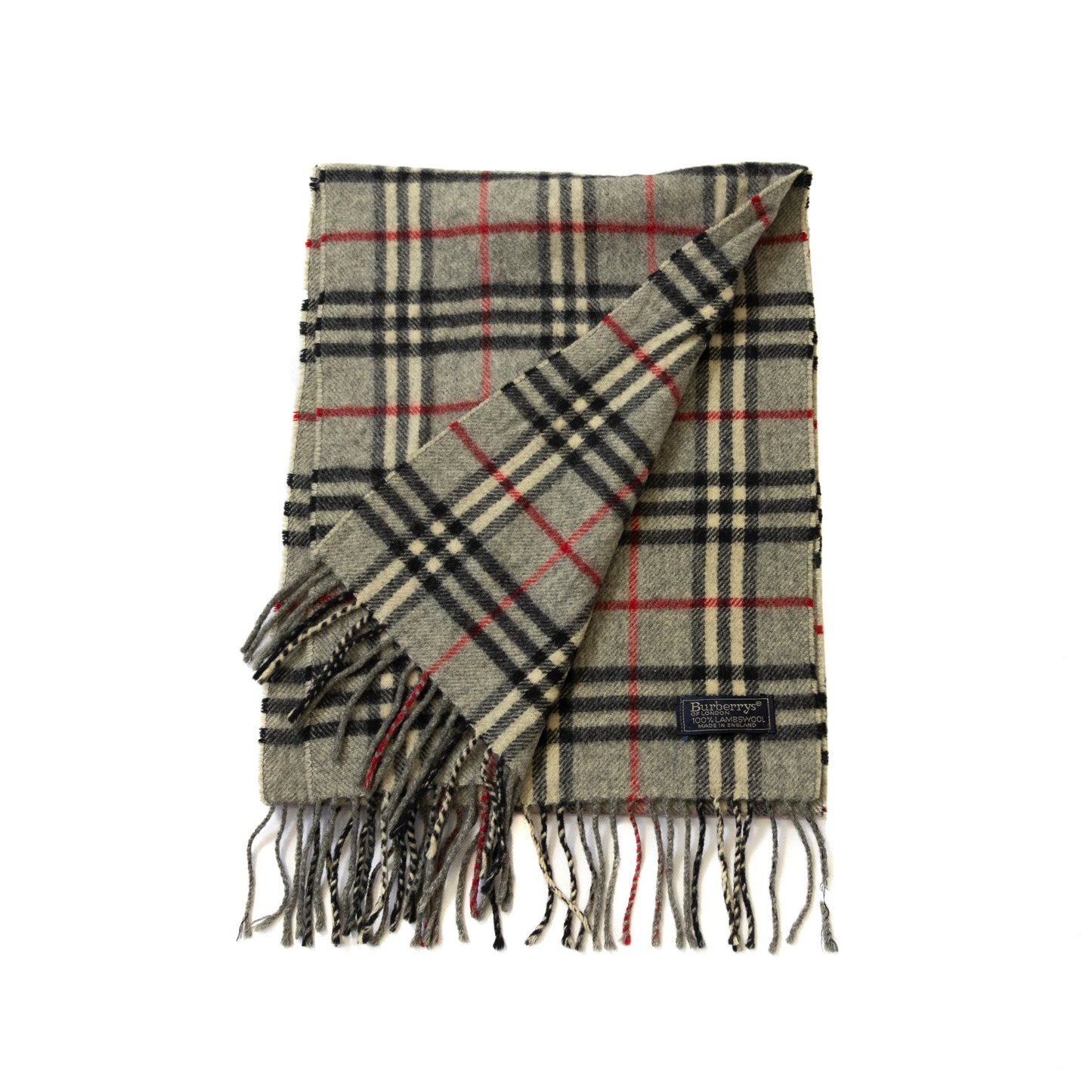 Burberry Grey Nova Check Lambswool Scarf