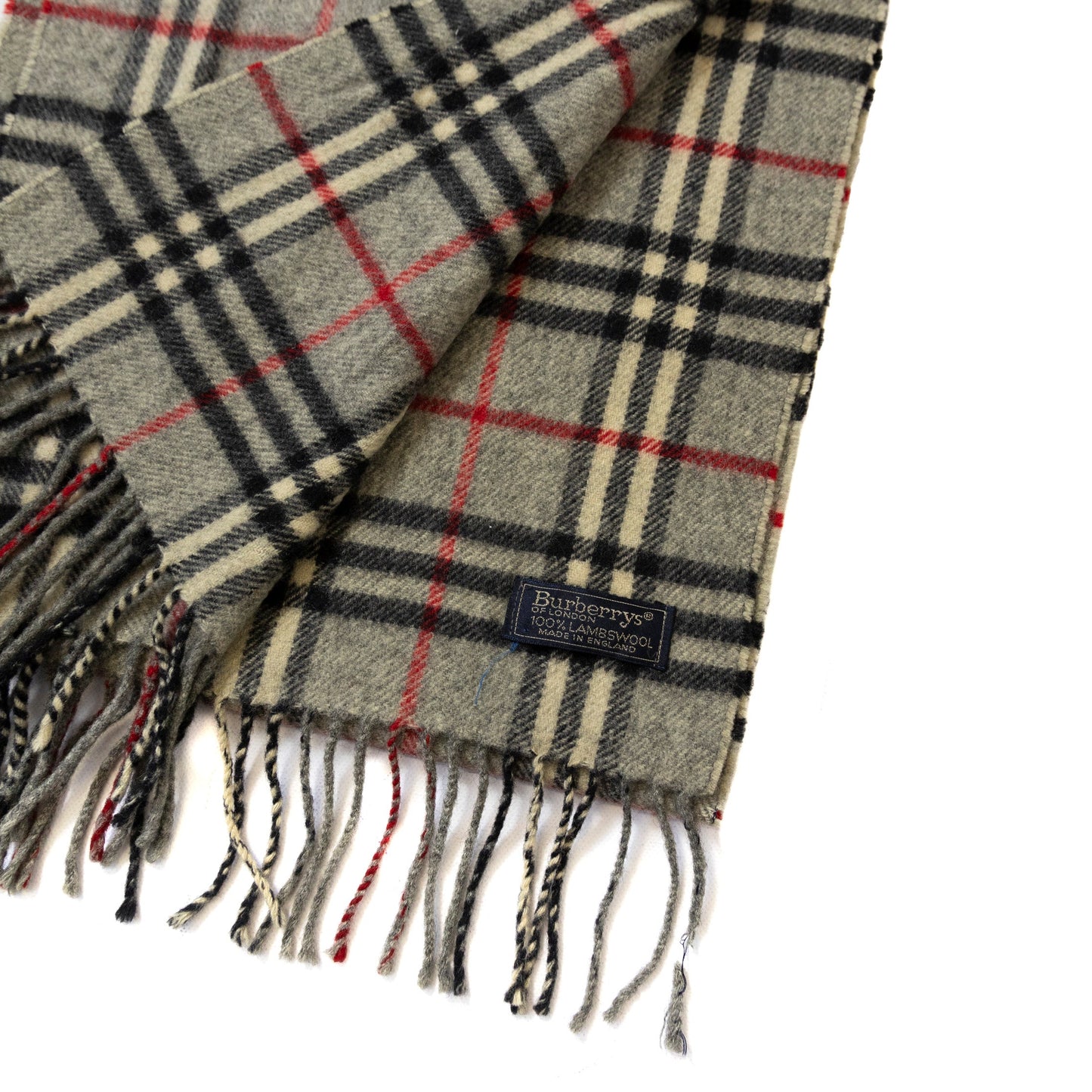 Burberry Grey Nova Check Lambswool Scarf