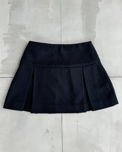 MIU MIU SS11 PLEATED WOOL MINI SKIRT - S | Small, Grey