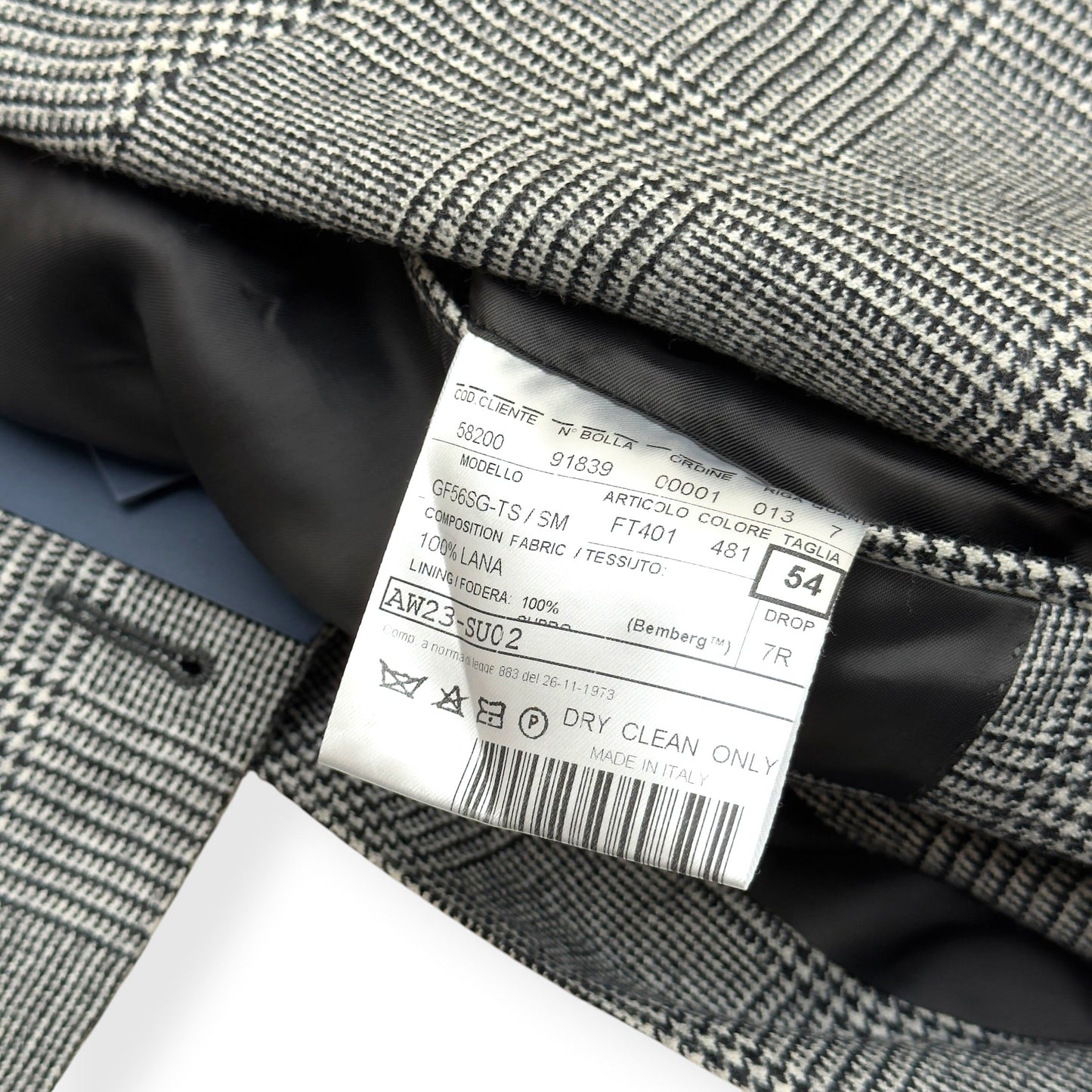 THOM SWEENEY DOUBLE BREASTED WOOL SUIT GREY CHECK 54 / XL | XL, Grey