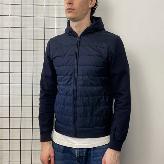 Prada Sport Navy 2019 Padded Hybrid Hooded Jacket | Medium, Navy