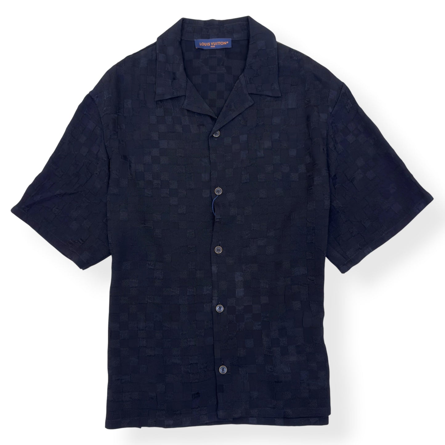 LOUIS VUITTON DAMOFLAGE JACQUARD SILK SHIRT BLACK XL | XL, Black