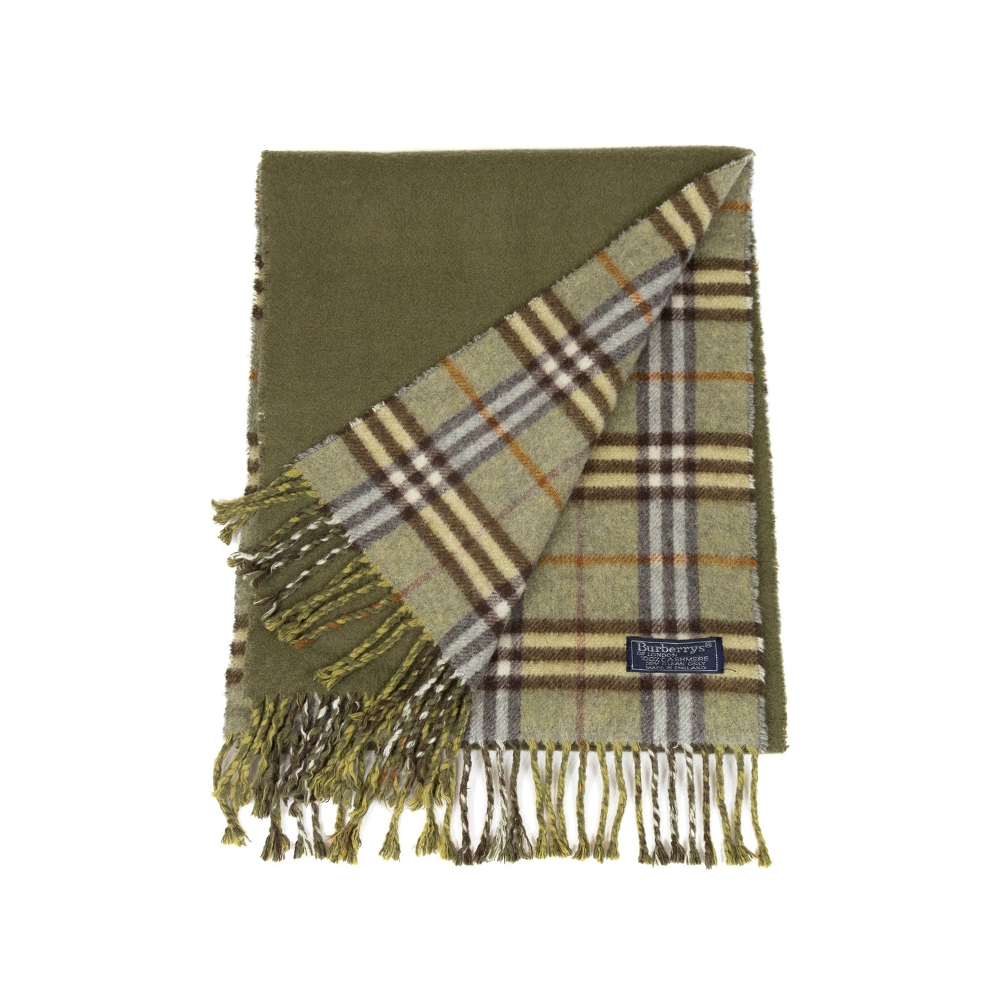 Burberry Olive Nova Check Cashmere Scarf