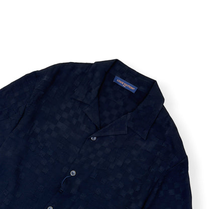 LOUIS VUITTON DAMOFLAGE JACQUARD SILK SHIRT BLACK XL | XL, Black