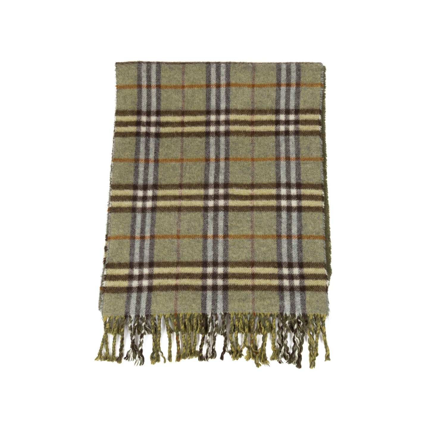 Burberry Olive Nova Check Cashmere Scarf