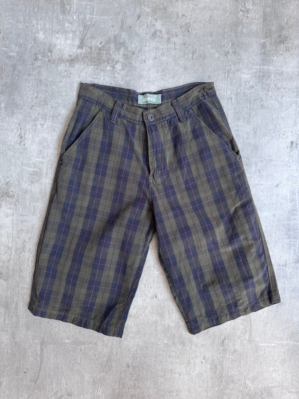 Stussy Olive Tartan Check Shorts