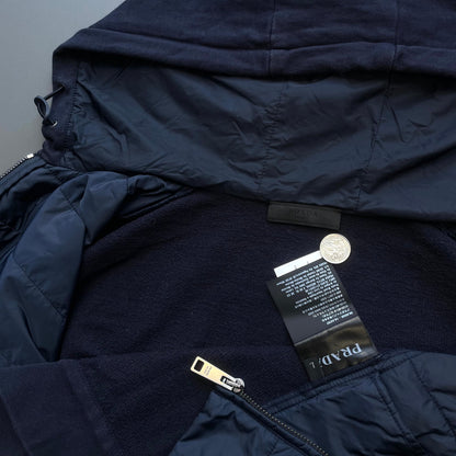 Prada Sport Navy 2019 Padded Hybrid Hooded Jacket | Medium, Navy