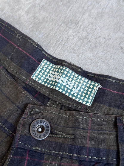 Stussy Olive Tartan Check Shorts