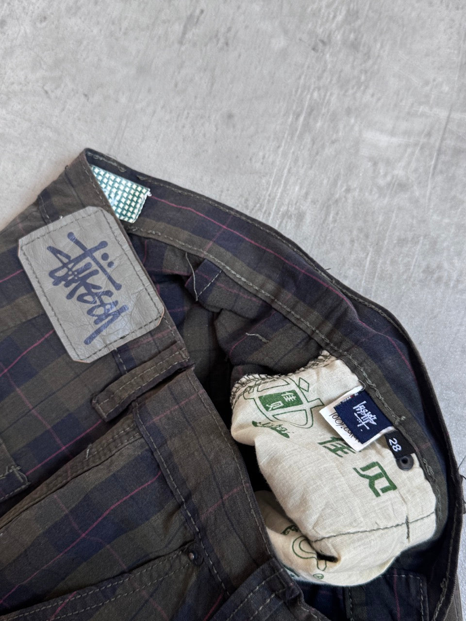 Stussy Olive Tartan Check Shorts