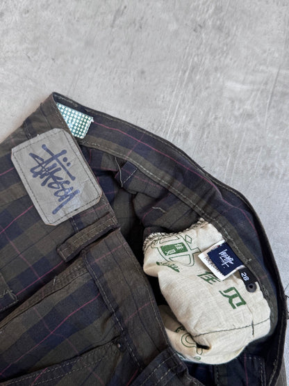 Stussy Olive Tartan Check Shorts