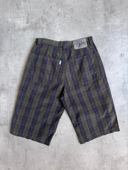 Stussy Olive Tartan Check Shorts