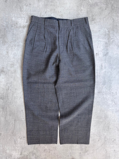 Issey Miyake Pleated Wool Herringbone Trousers