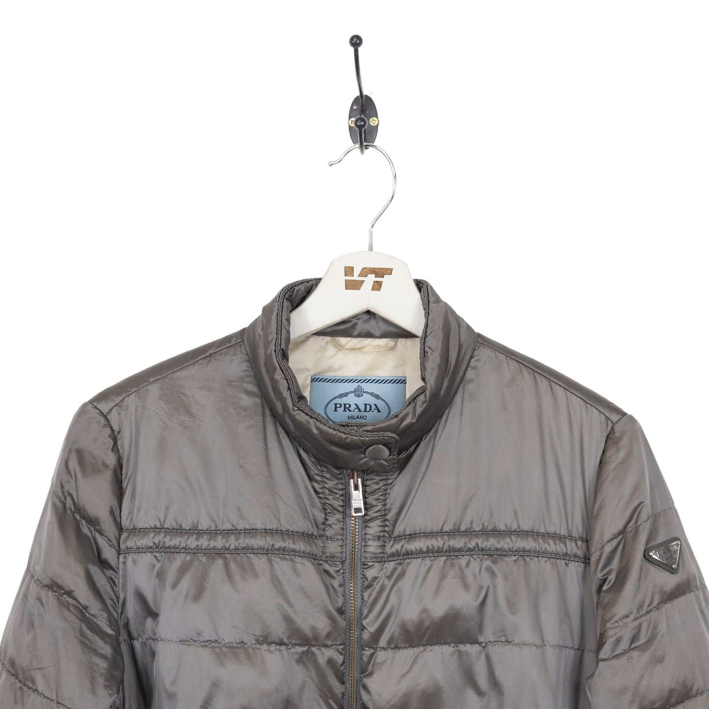 Prada Logo Plaque Quilted Puffer Jacket