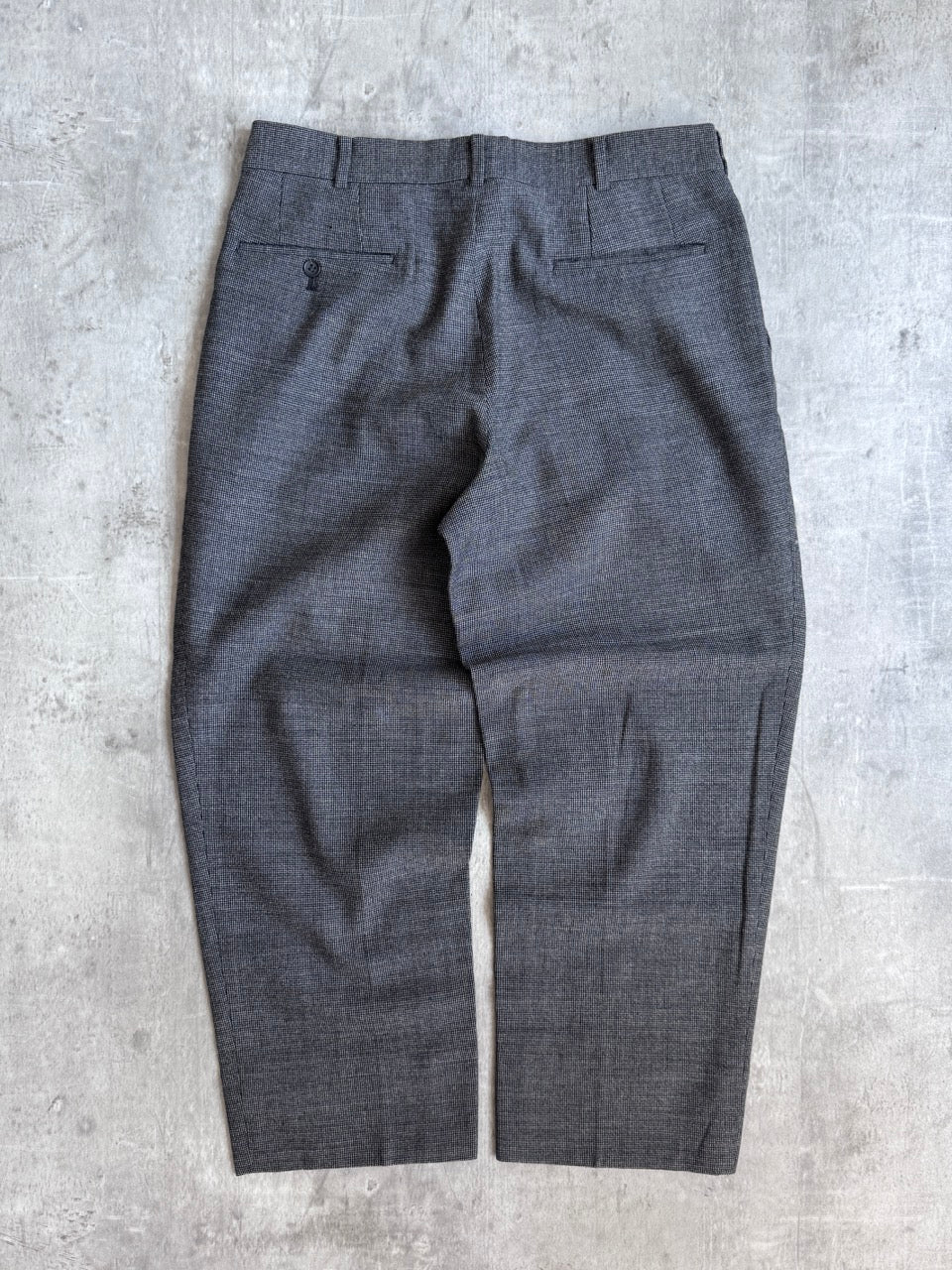 Issey Miyake Pleated Wool Herringbone Trousers