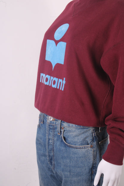 Isabel Marant Etoile Flocked Logo Sweatshirt Burgundy/ Blue 8 | O/S, Blue