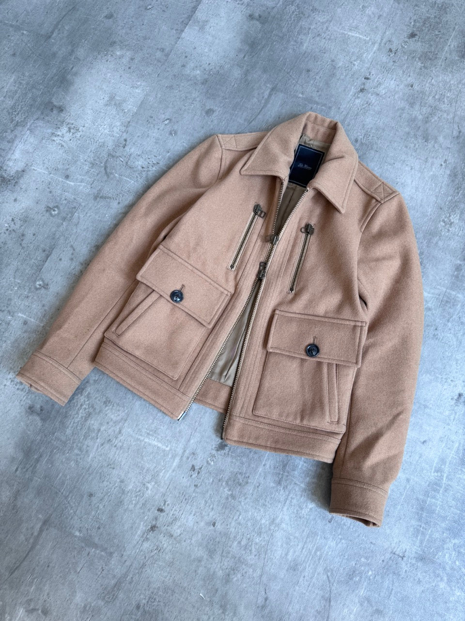Tete Homme Beige Wool Tech Jacket