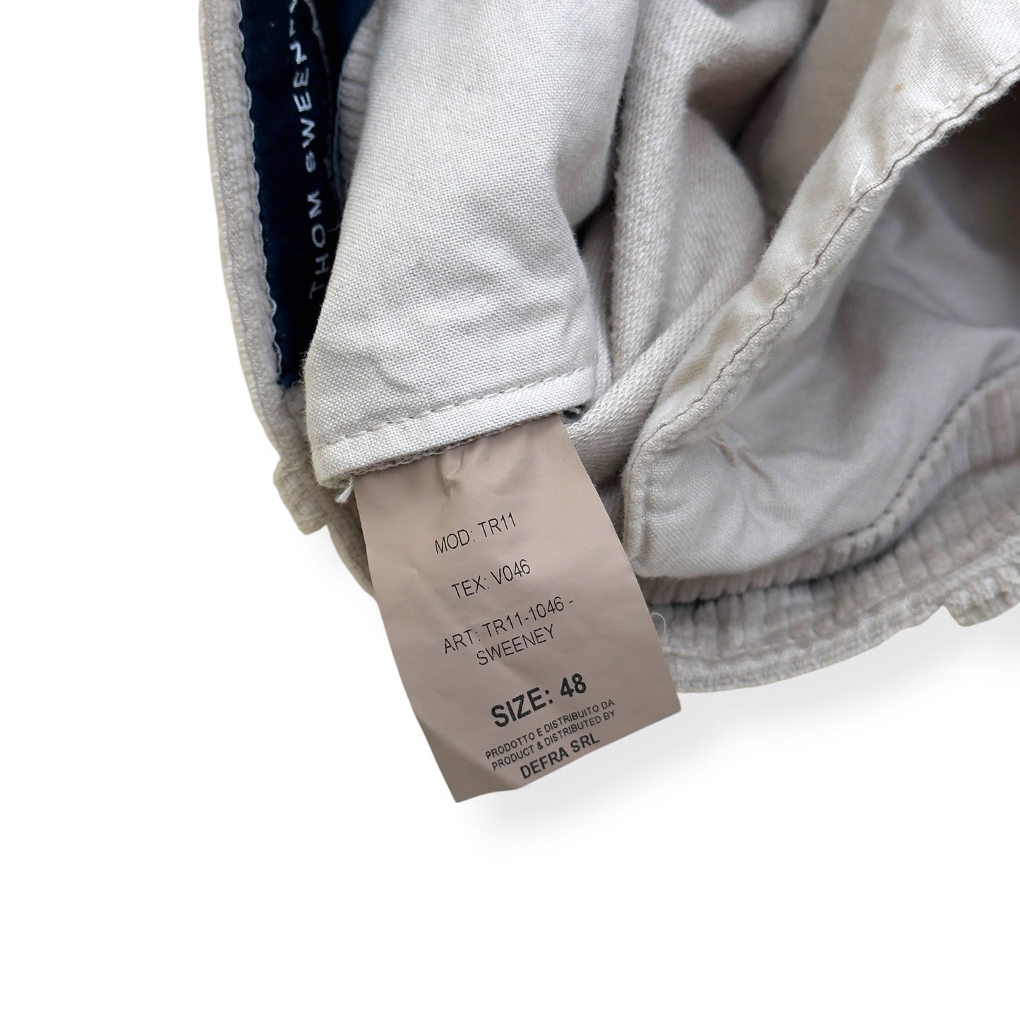 THOM SWEENEY CORDUROY COTTON BLEND TROUSERS CREAM 48 / S | Small, Cream