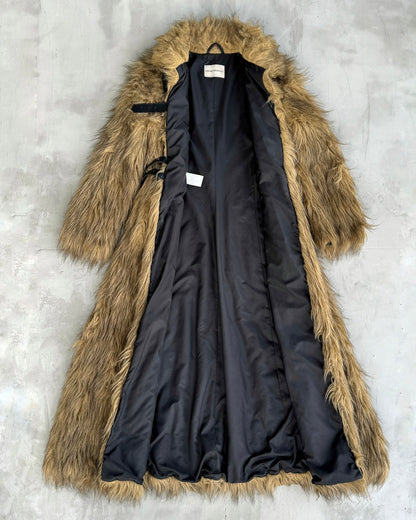 EMPORIO ARMANI 2000'S FAUX FUR FLOOR-LENGTH COAT - S | Small, Black