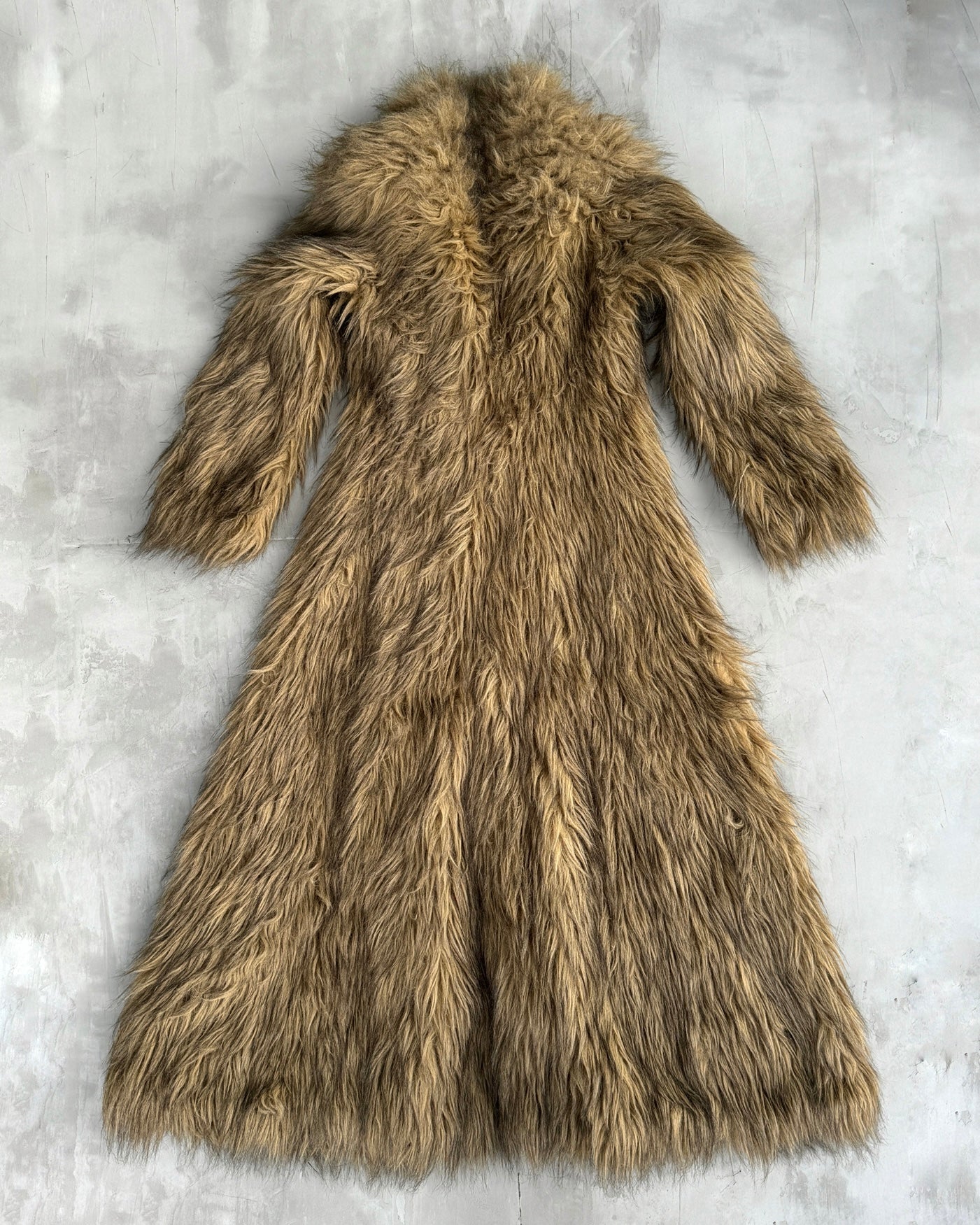 EMPORIO ARMANI 2000'S FAUX FUR FLOOR-LENGTH COAT - S | Small, Black