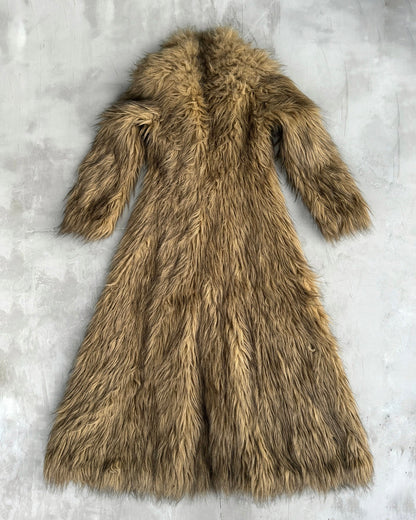 EMPORIO ARMANI 2000'S FAUX FUR FLOOR-LENGTH COAT - S | Small, Black