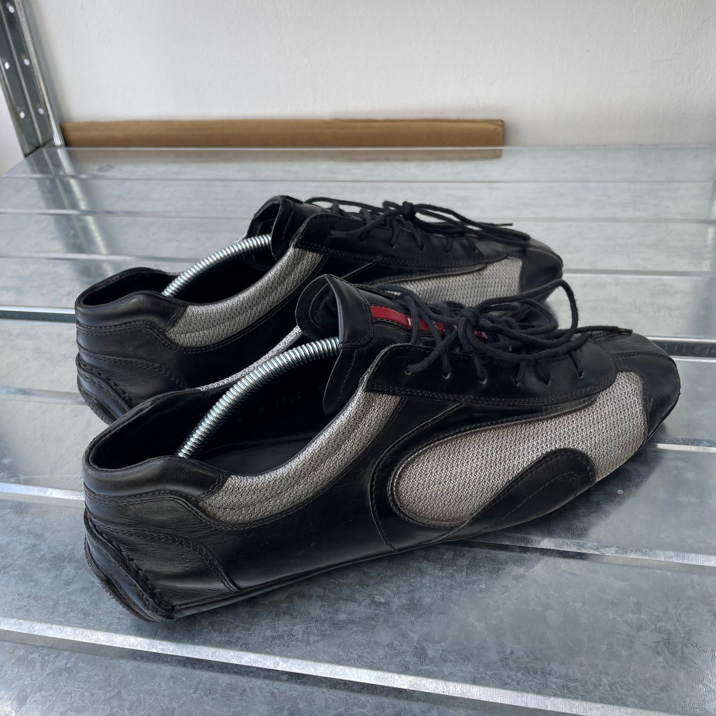 Prada Black & Grey 00s Monte Carlo Leather Trainers | X-LARGE, Multicoloured