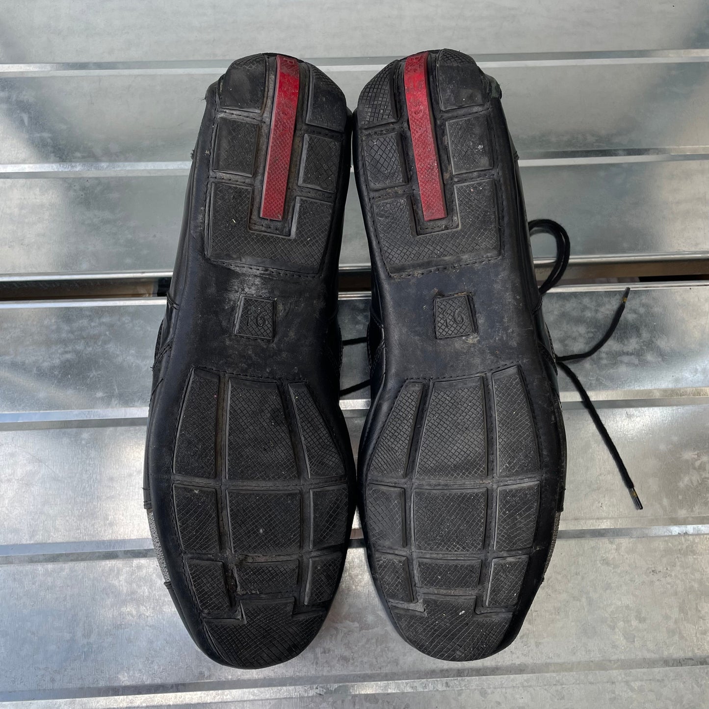 Prada Black & Grey 00s Monte Carlo Leather Trainers | X-LARGE, Multicoloured