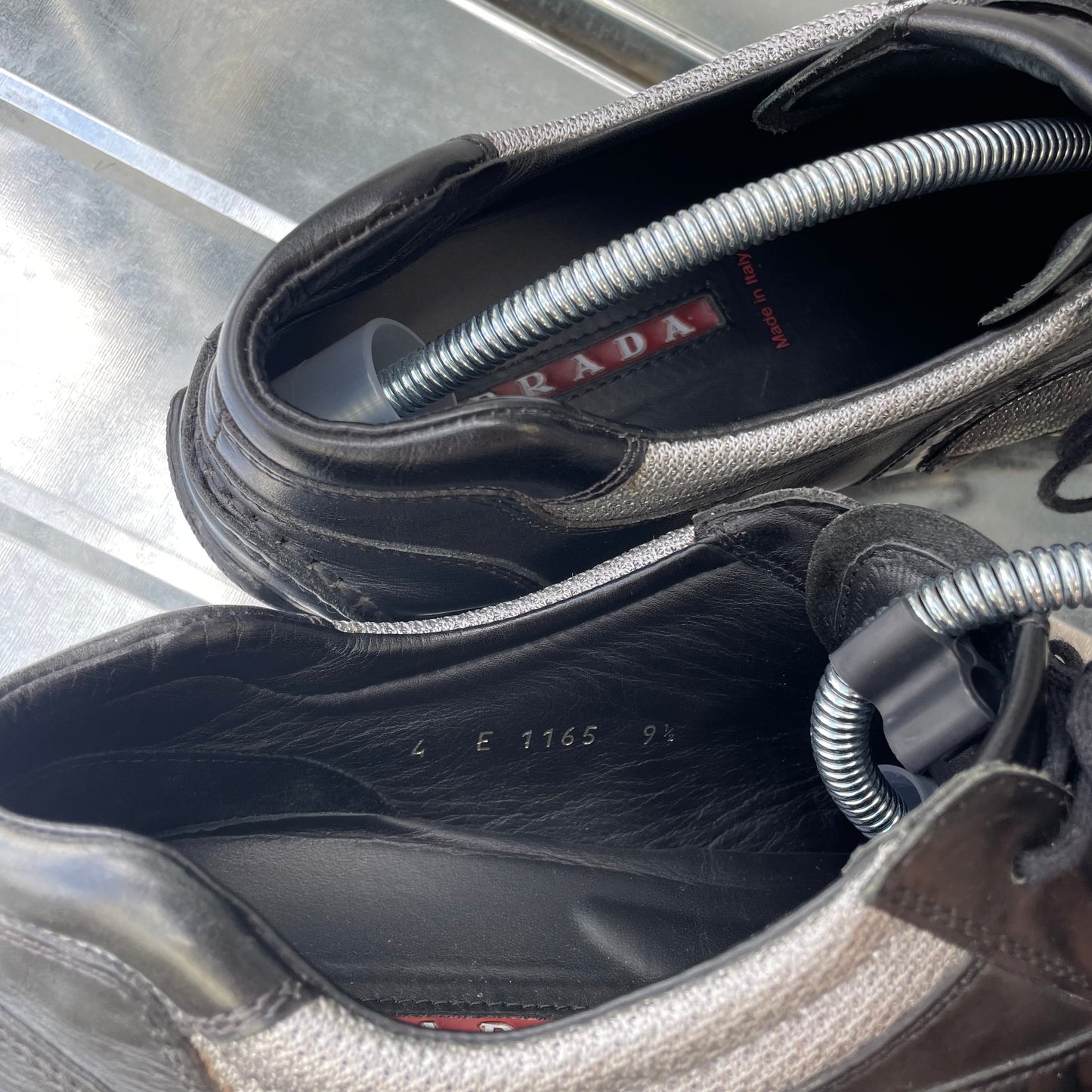 Prada Black & Grey 00s Monte Carlo Leather Trainers | X-LARGE, Multicoloured