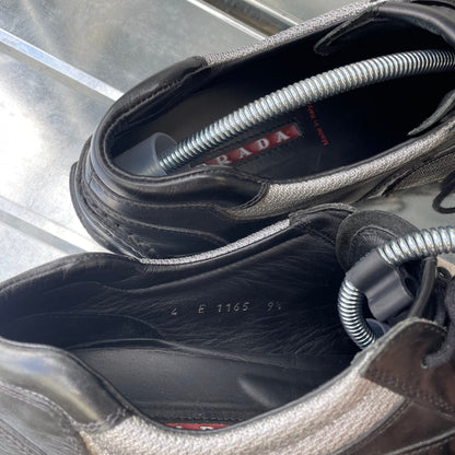 Prada Black & Grey 00s Monte Carlo Leather Trainers | X-LARGE, Multicoloured
