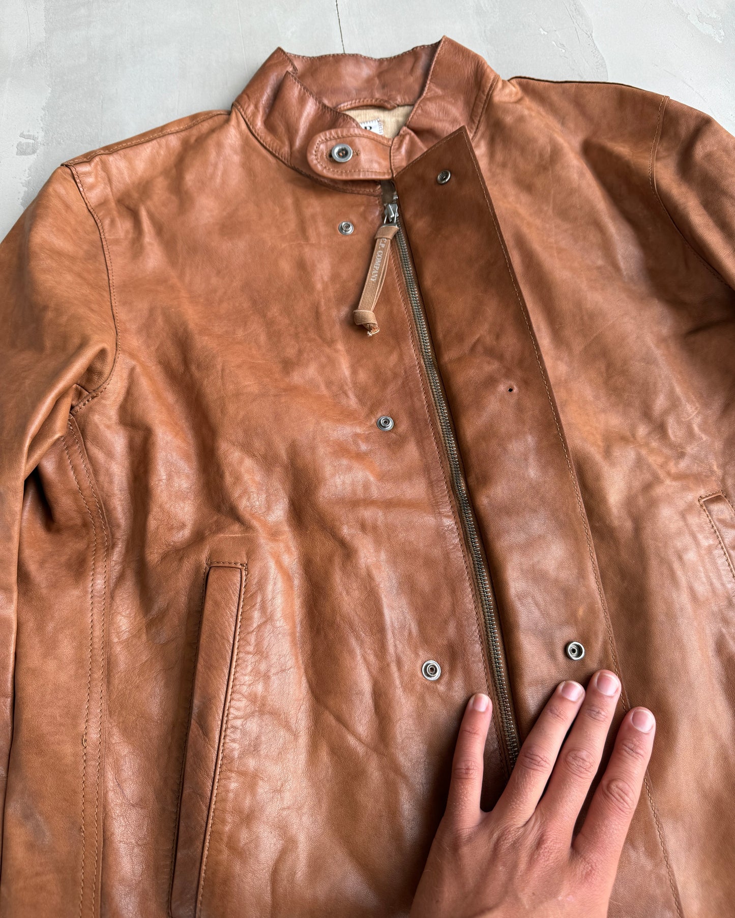 CP COMPANY 90'S LEATHER JACKET - L