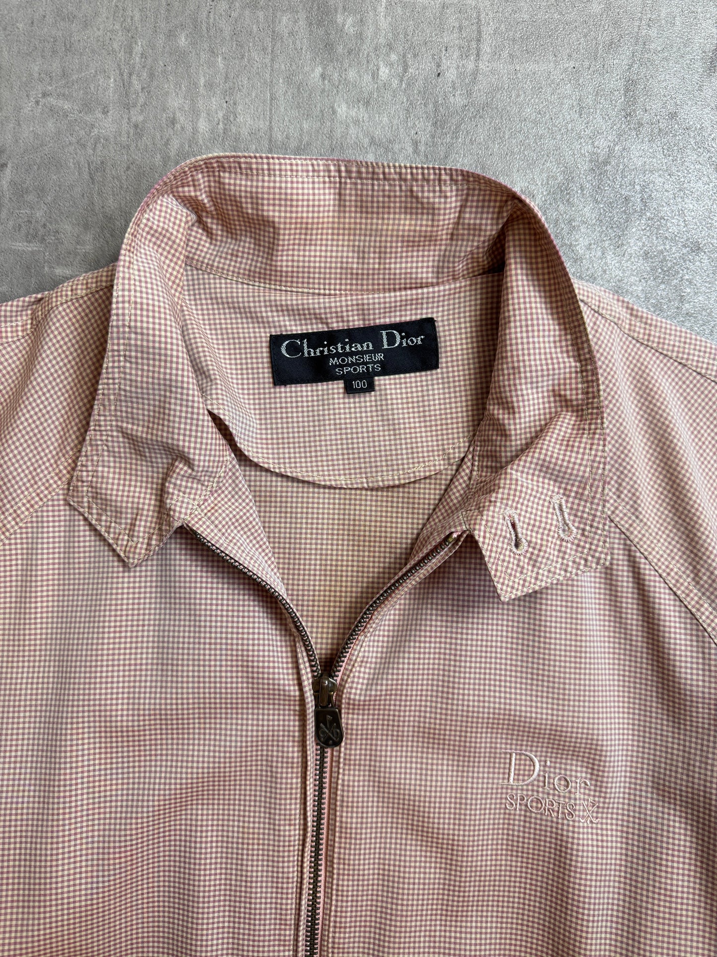 Christian Dior Nylon Orange Check Lighweight Bomber Jacket