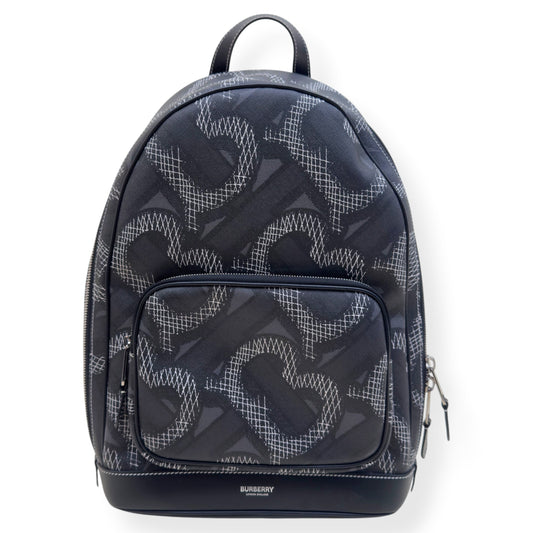 BURBERRY MONOGRAM PRINT LEATHER BACKPACK BLACK O/S | O/S, Black